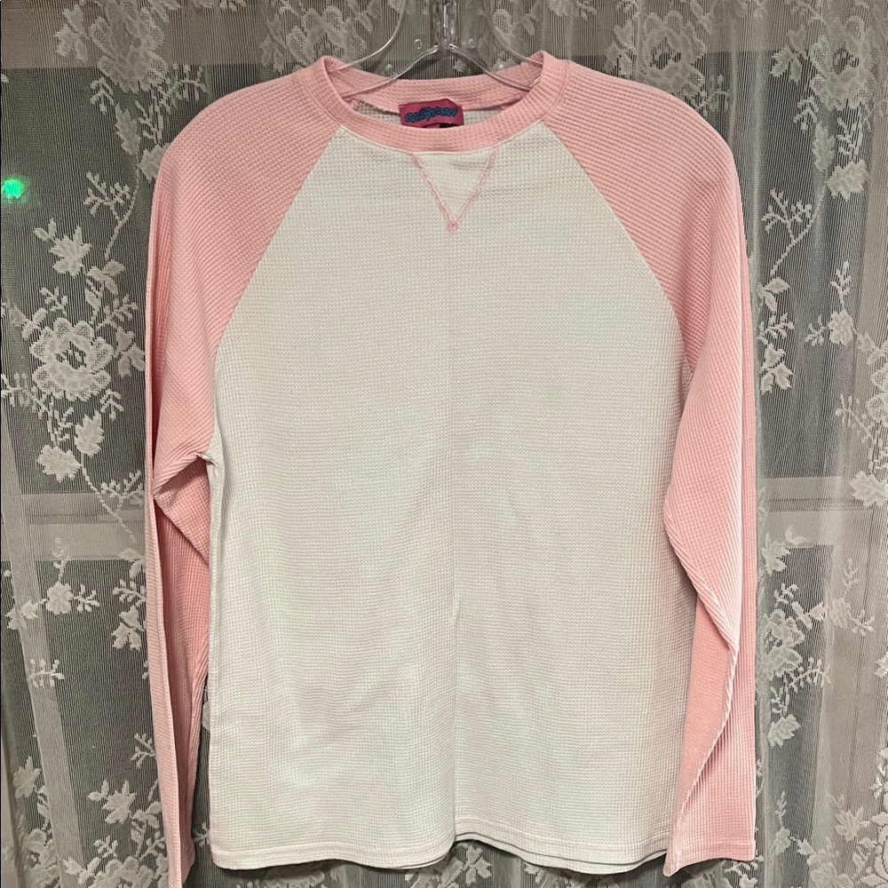 Edikted Pink and White Long Sleeve Shirt